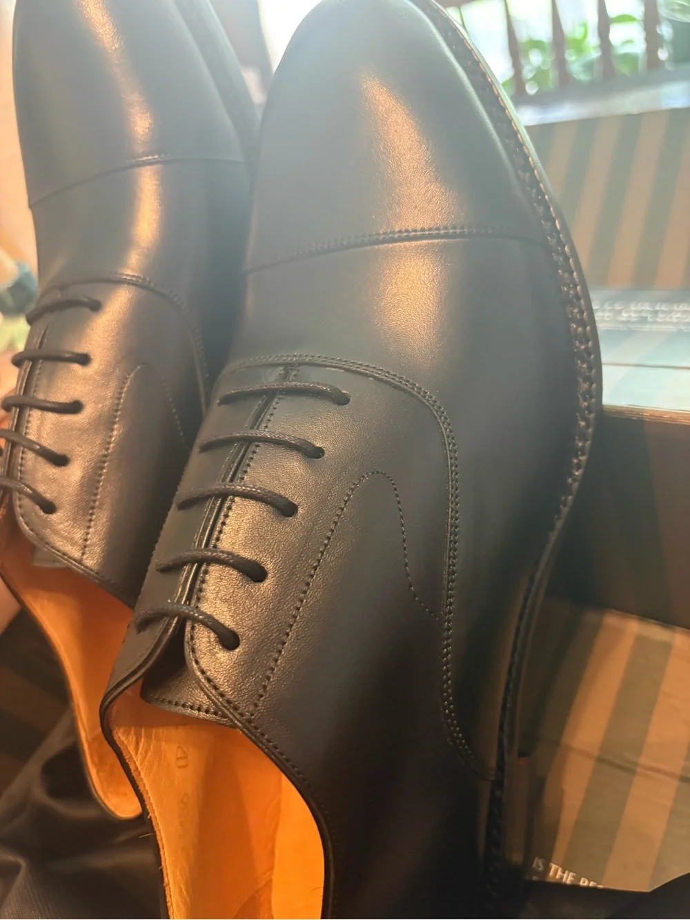 Oxford Men’s 10.5 Leather Cap-Toe Derby Dean Oxford Black